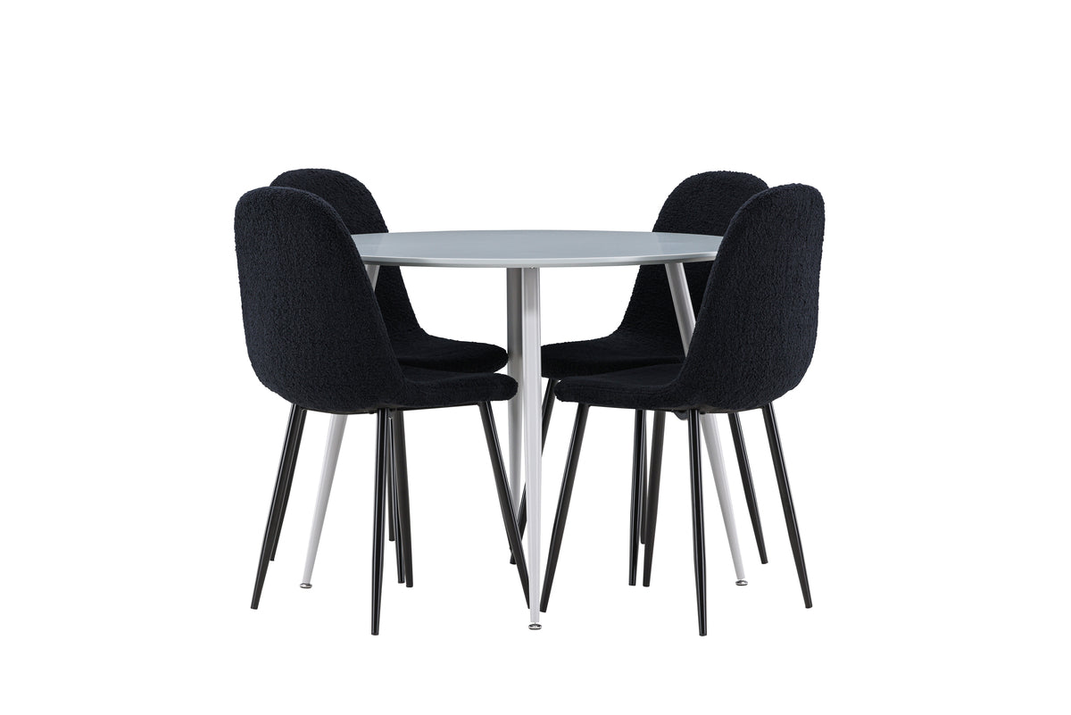 Venture Design Polar & Plaza Matstolar 2-pack Svart + Runda Matbord ⌀100 Grå