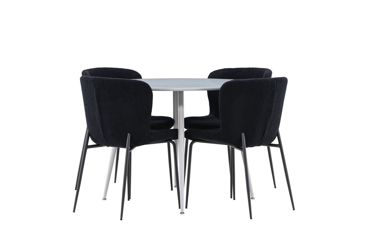 Venture Design Plaza & Modesto Runda Matbord ⌀100 Grå + Matstolar 2-pack Svart