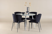 Venture Design Plaza & Modesto Runda Matbord ⌀100 Grå + Matstolar 2-pack Svart