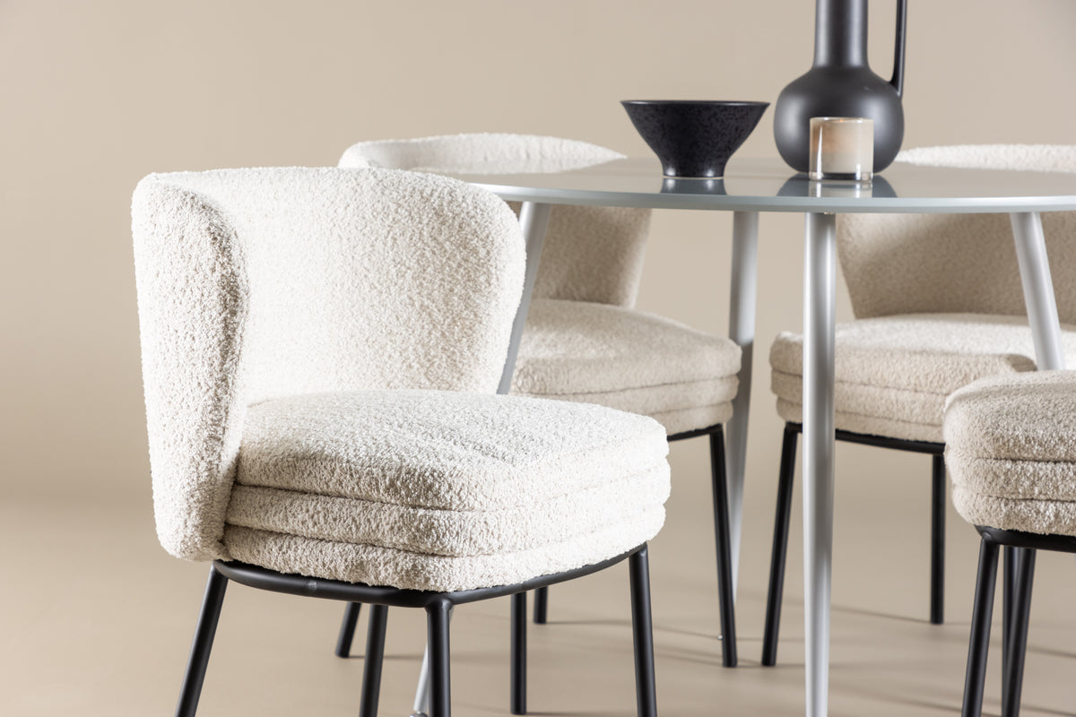 Venture Design Plaza & Agnes Runda Matbord ⌀100 Grå + Matstolar 2-pack Vit