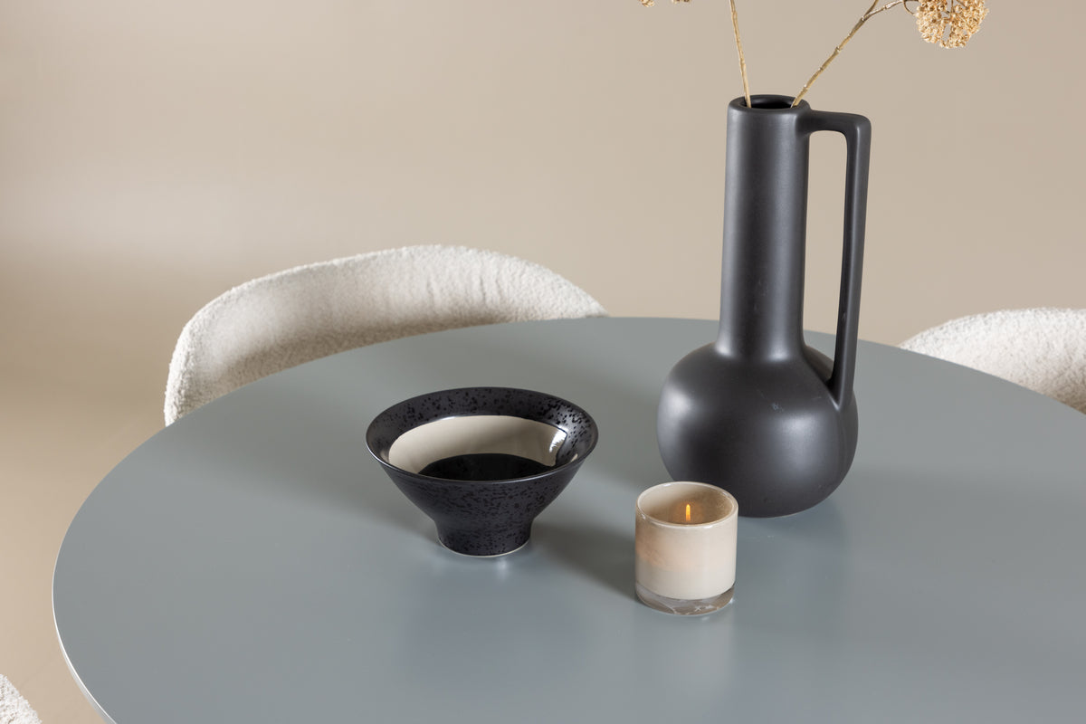 Venture Design Plaza & Agnes Runda Matbord ⌀100 Grå + Matstolar 2-pack Vit