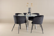 Venture Design Plaza & Berit Runda Matbord ⌀100 Grå + Matstolar Svart