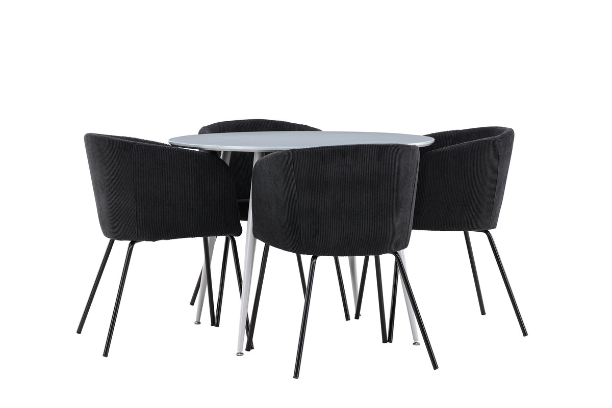 Venture Design Plaza & Berit Runda Matbord ⌀100 Grå + Matstolar Svart