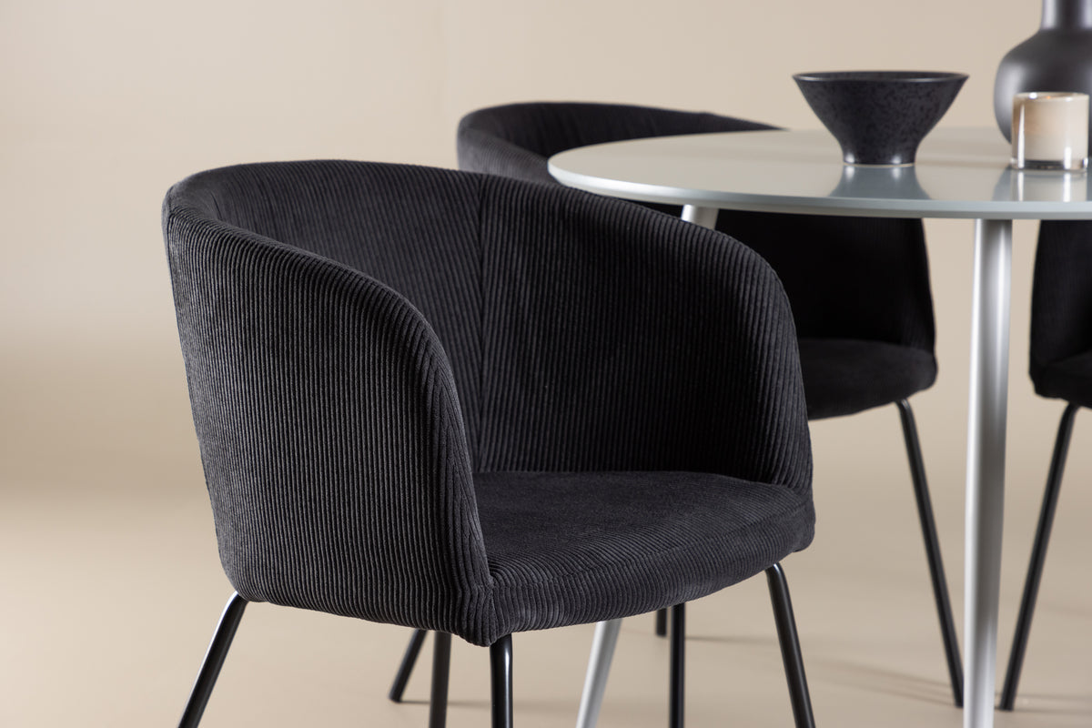 Venture Design Plaza & Berit Runda Matbord ⌀100 Grå + Matstolar Svart