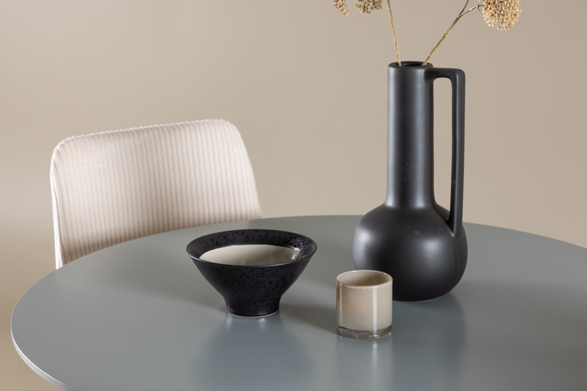 Venture Design Plaza & Leone Runda Matbord ⌀100 Grå + Matstolar 2-pack Beige