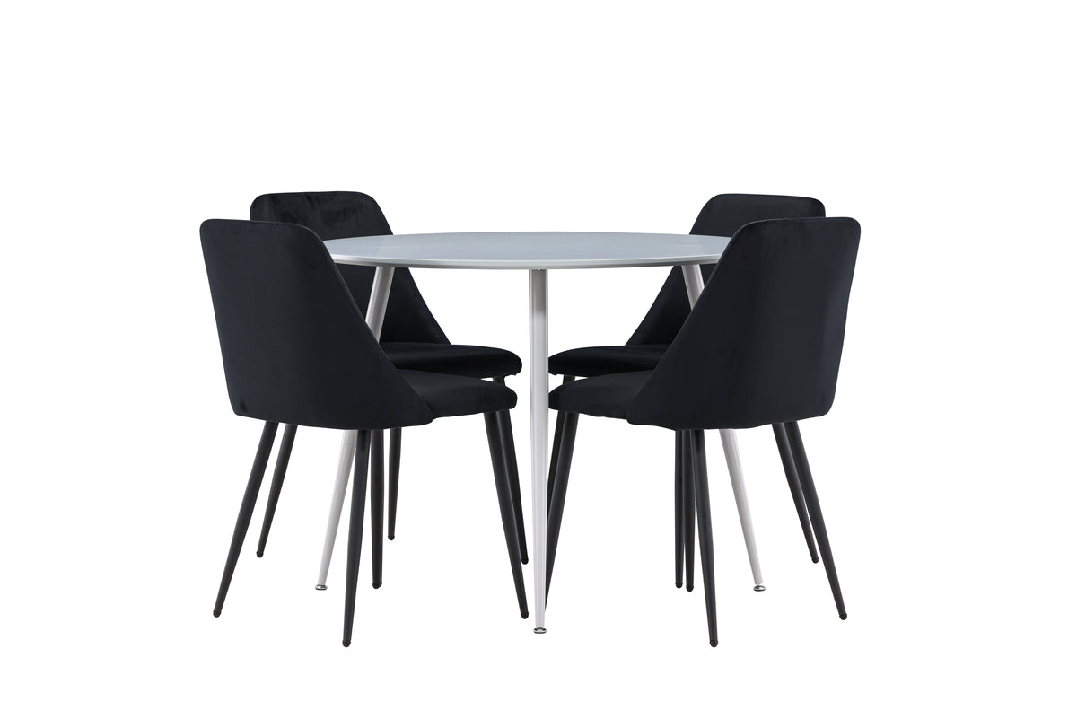 Venture Design Night & Plaza Matstolar 2-pack Svart + Runda Matbord ⌀100 Grå