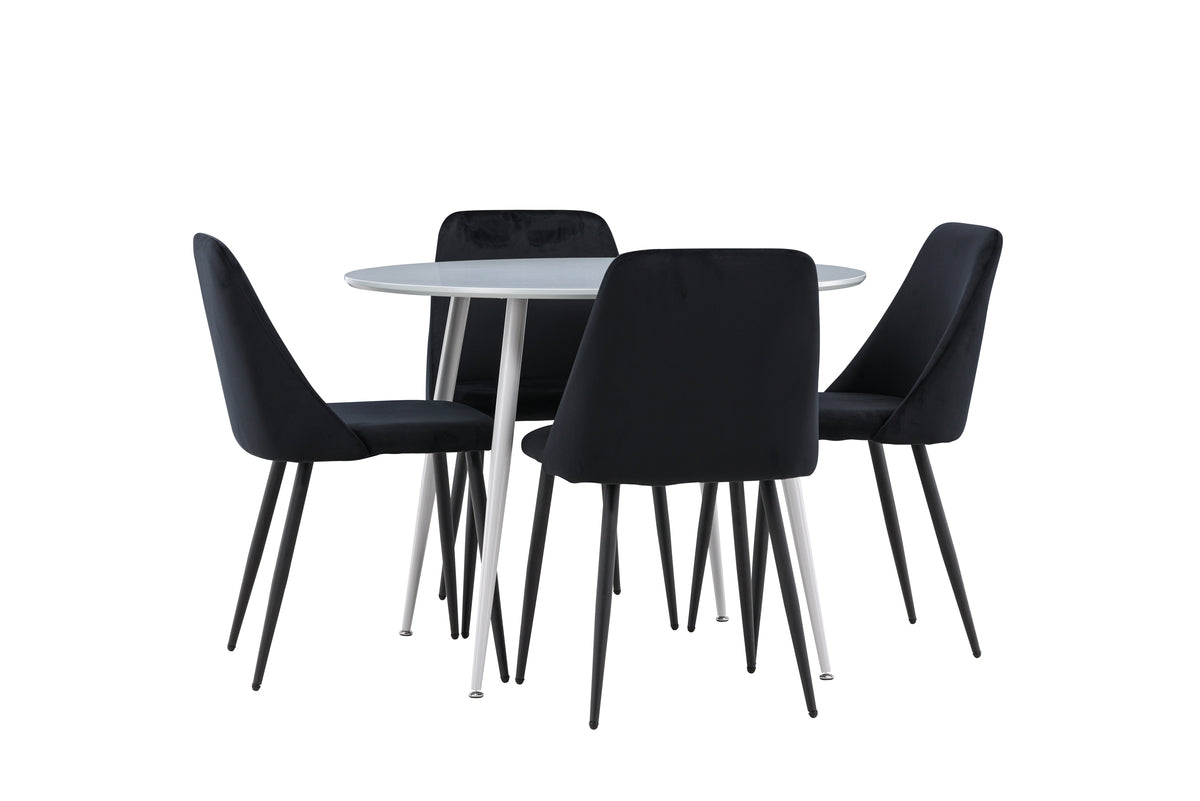 Venture Design Night & Plaza Matstolar 2-pack Svart + Runda Matbord ⌀100 Grå