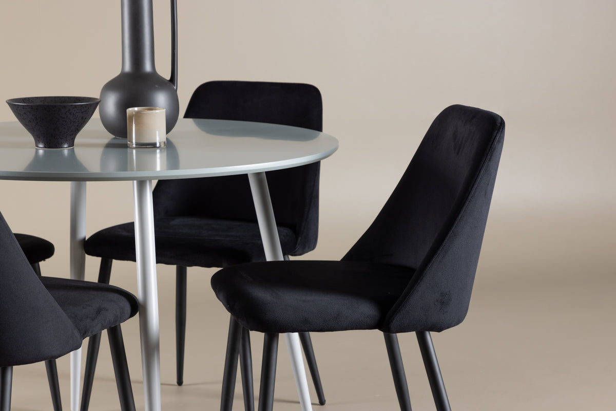 Venture Design Night & Plaza Matstolar 2-pack Svart + Runda Matbord ⌀100 Grå