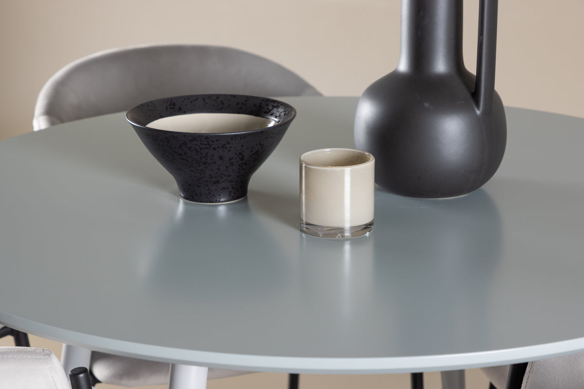 Venture Design Evelina & Plaza Matstolar 2-pack Grå + Runda Matbord ⌀100 Grå