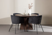Venture Design Berit & Bootcut Matstolar Svart + Runda Matbord ⌀110 Mocka