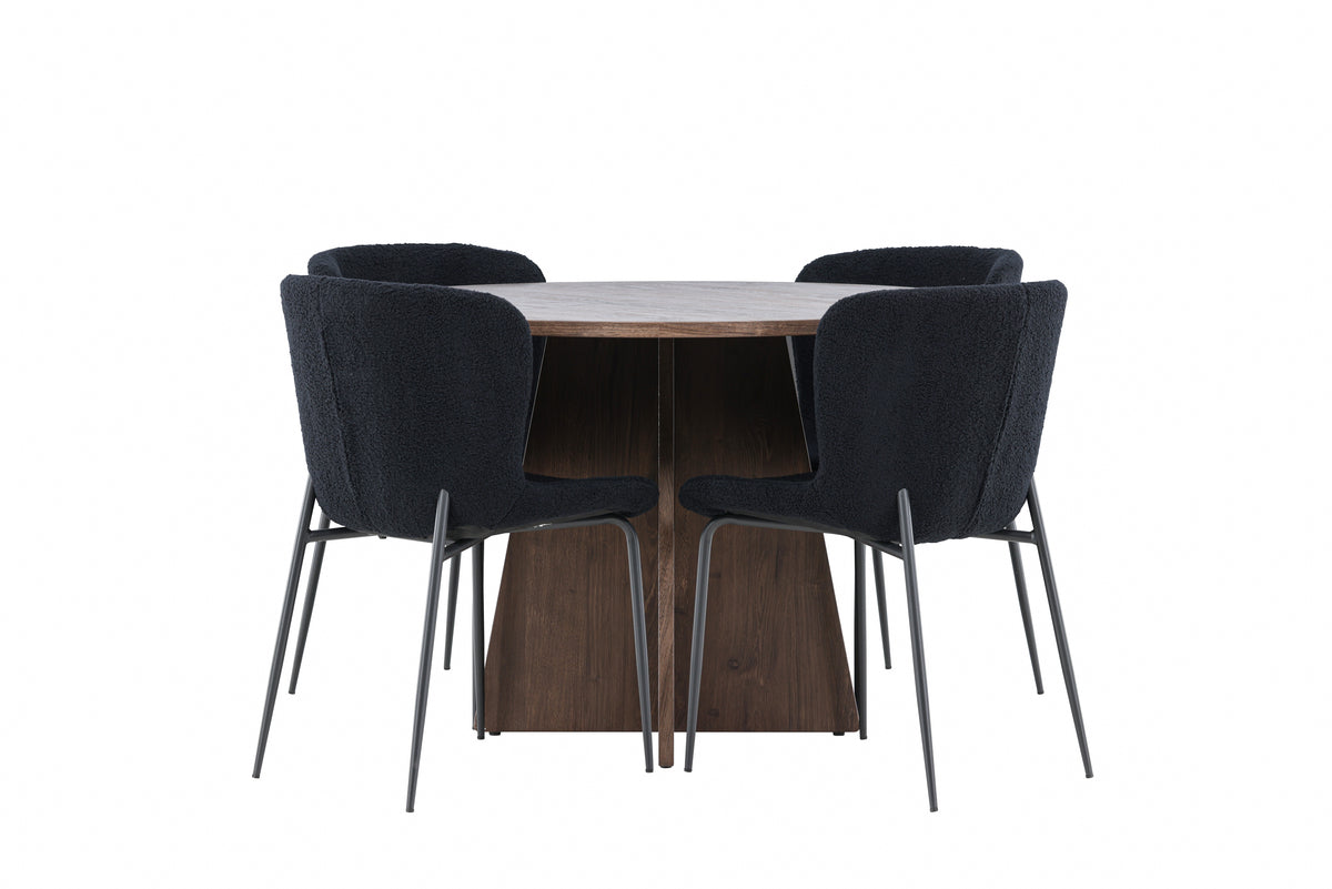 Venture Design Bootcut & Modesto Runda Matbord ⌀110 Mocka + Matstolar 2-pack Svart