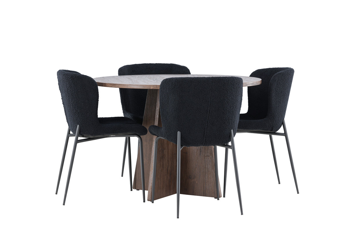 Venture Design Bootcut & Modesto Runda Matbord ⌀110 Mocka + Matstolar 2-pack Svart