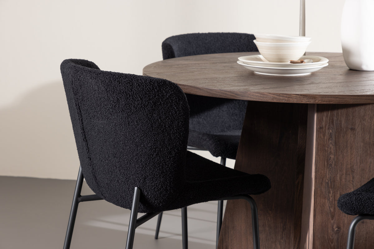 Venture Design Bootcut & Modesto Runda Matbord ⌀110 Mocka + Matstolar 2-pack Svart