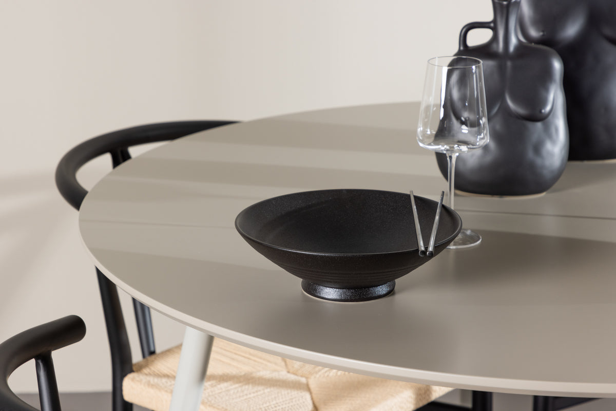 Venture Design Alfons & Plaza Matstolar Svart + Runda Matbord ⌀120 Beige