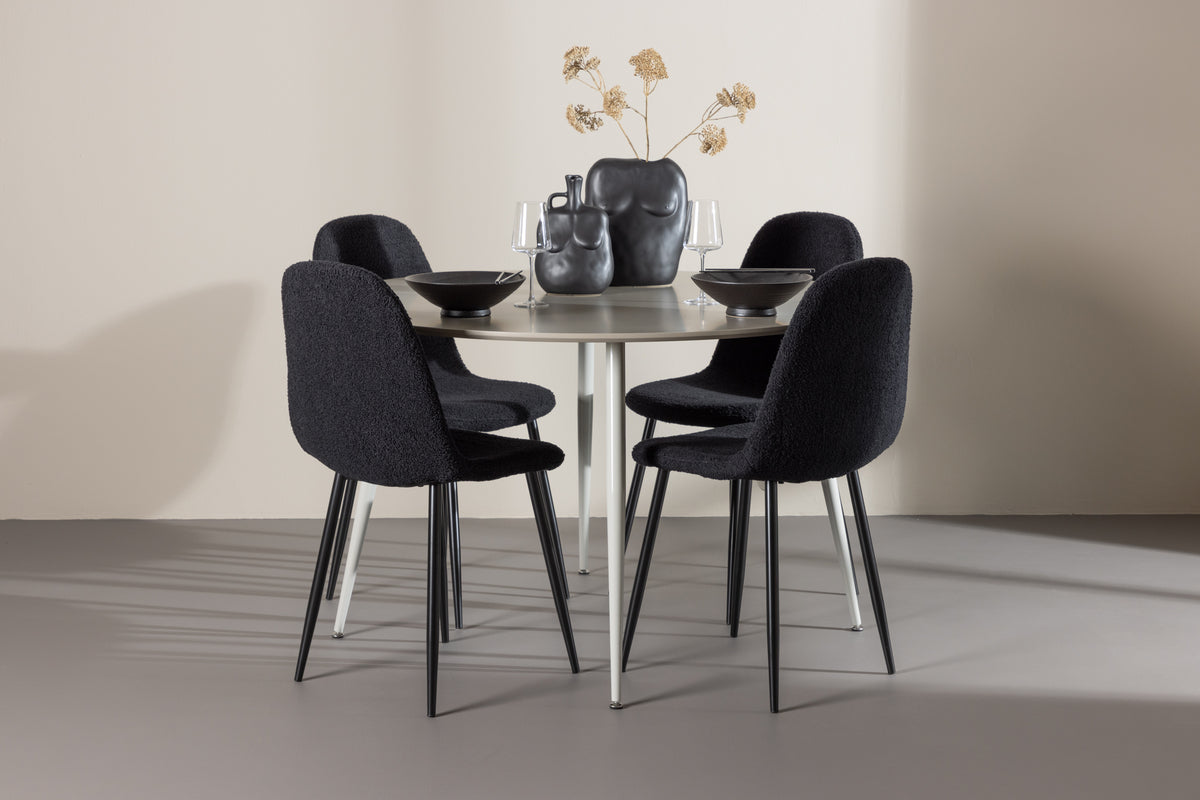 Venture Design Polar & Plaza Matstolar 2-pack Svart + Runda Matbord ⌀120 Beige