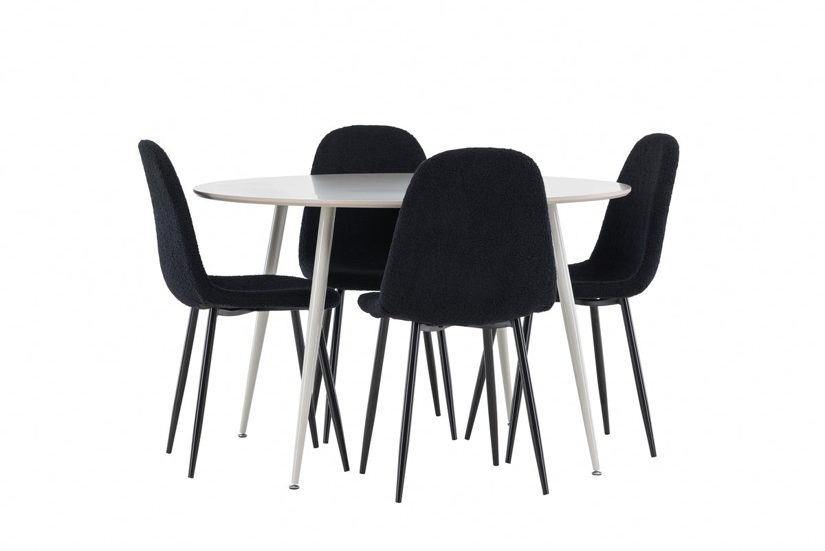 Venture Design Polar & Plaza Matstolar 2-pack Svart + Runda Matbord ⌀120 Beige