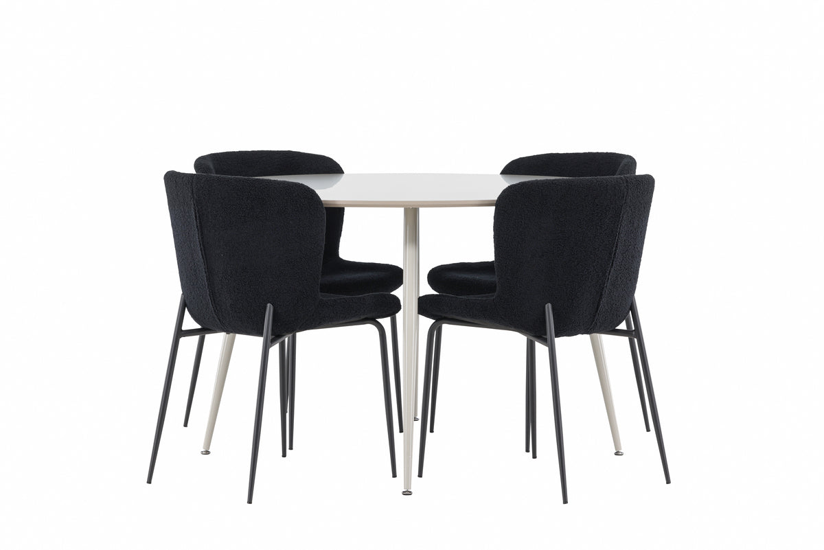 Venture Design Plaza & Modesto Runda Matbord ⌀120 Beige + Matstolar 2-pack Svart