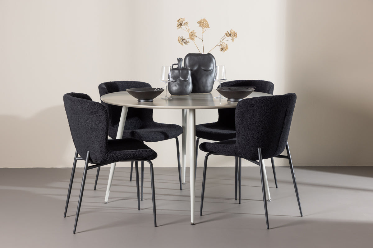 Venture Design Plaza & Modesto Runda Matbord ⌀120 Beige + Matstolar 2-pack Svart