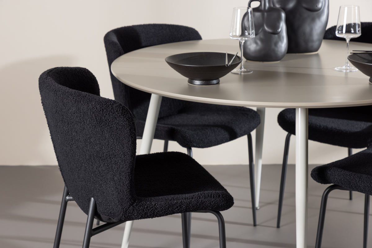 Venture Design Plaza & Modesto Runda Matbord ⌀120 Beige + Matstolar 2-pack Svart