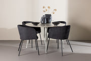 Venture Design Berit & Plaza Matstolar Svart + Runda Matbord ⌀120 Beige