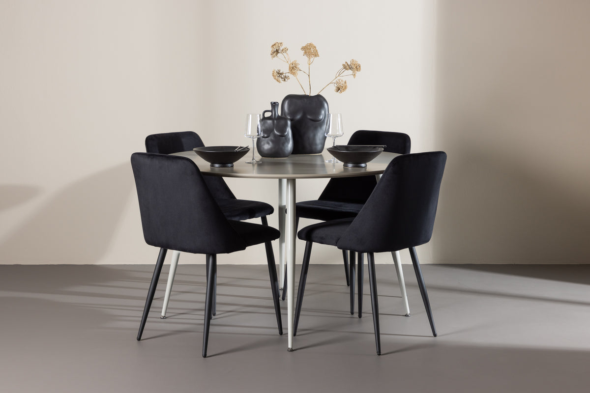 Venture Design Night & Plaza Matstolar 2-pack Svart + Runda Matbord ⌀120 Beige