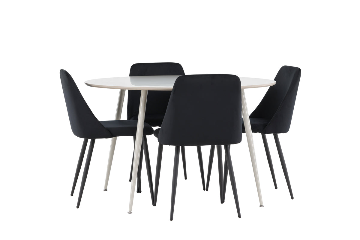 Venture Design Night & Plaza Matstolar 2-pack Svart + Runda Matbord ⌀120 Beige