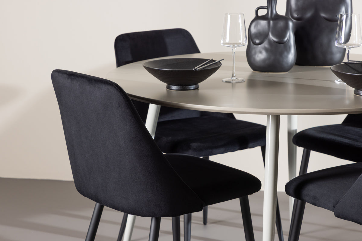 Venture Design Night & Plaza Matstolar 2-pack Svart + Runda Matbord ⌀120 Beige