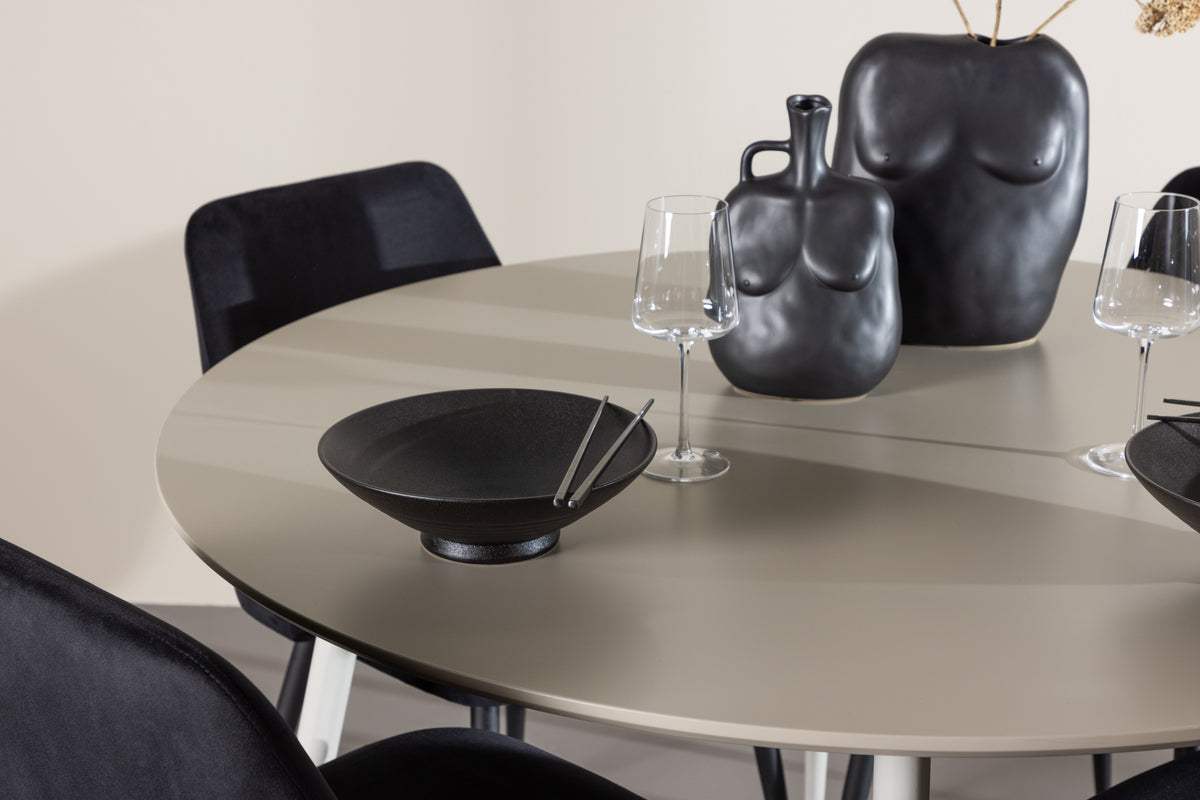Venture Design Night & Plaza Matstolar 2-pack Svart + Runda Matbord ⌀120 Beige