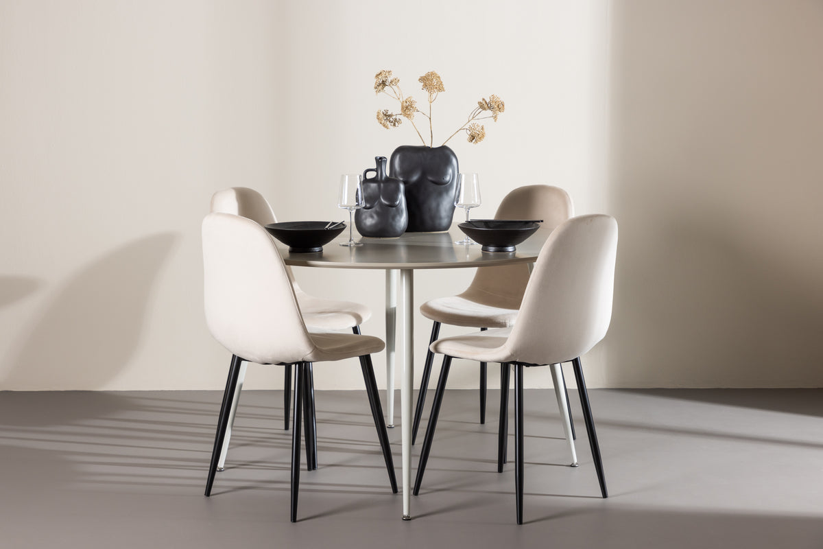 Venture Design Polar & Plaza Matstolar 2-pack Beige + Runda Matbord ⌀120 Beige
