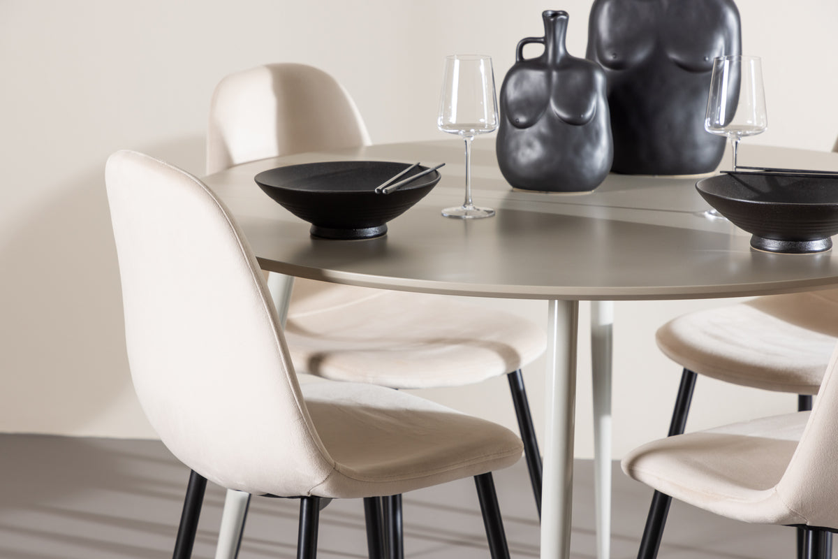 Venture Design Polar & Plaza Matstolar 2-pack Beige + Runda Matbord ⌀120 Beige