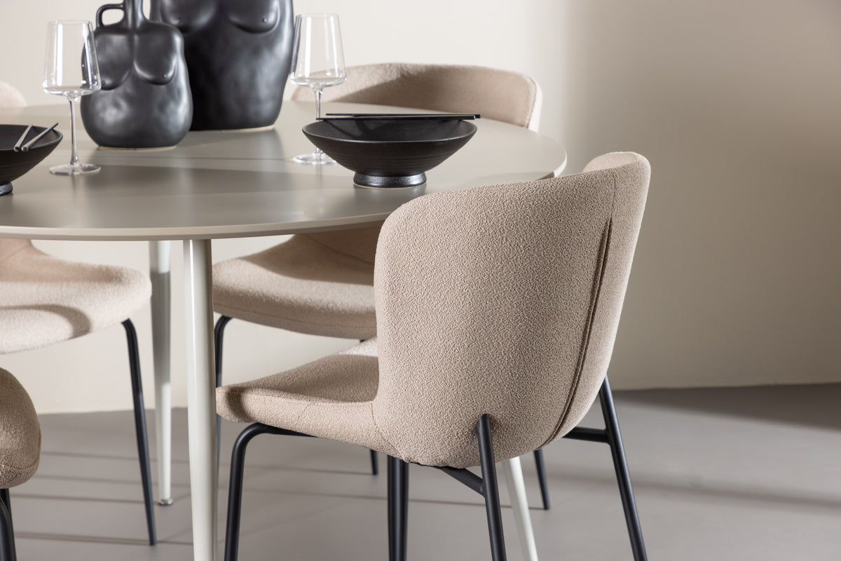Venture Design Modesto & Plaza Matstolar 2-pack Beige + Runda Matbord ⌀120 Beige