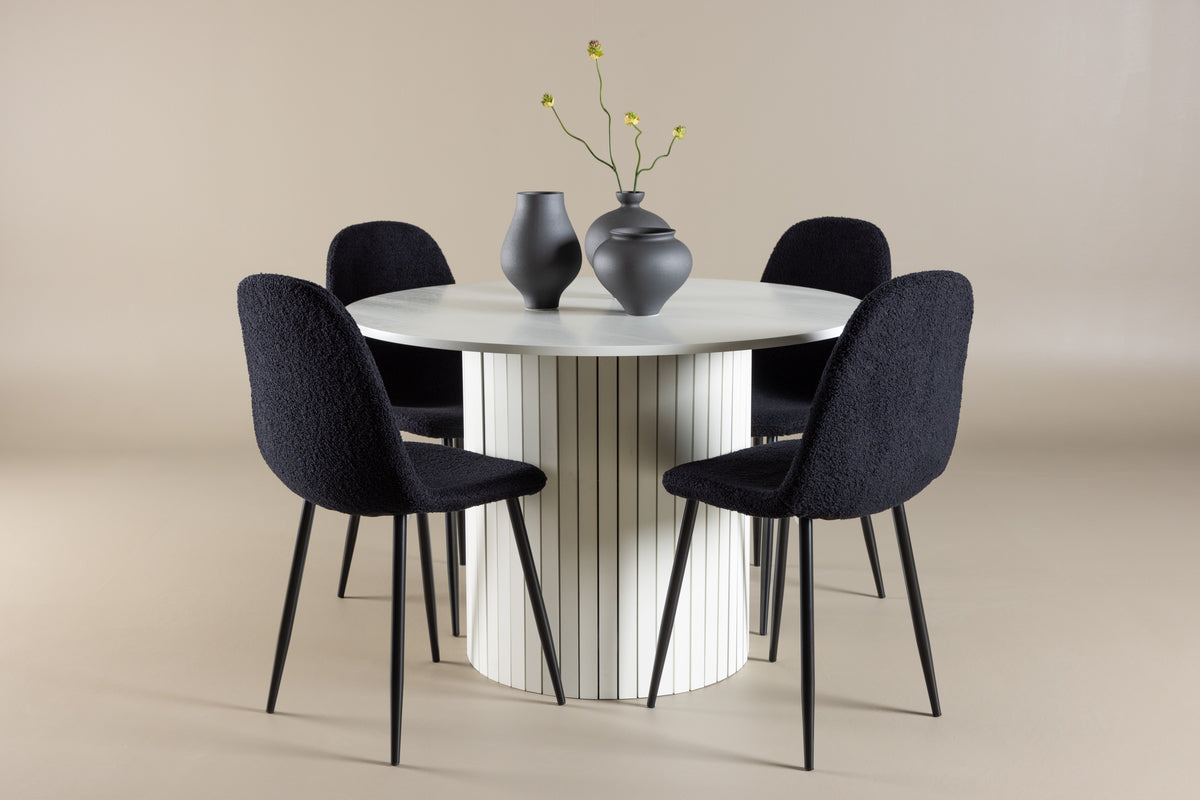 Venture Design Polar & Härön Matstolar 2-pack Svart + Runda Matbord ⌀110 Vit