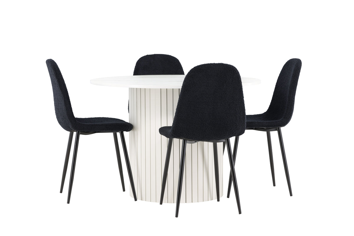Venture Design Polar & Härön Matstolar 2-pack Svart + Runda Matbord ⌀110 Vit