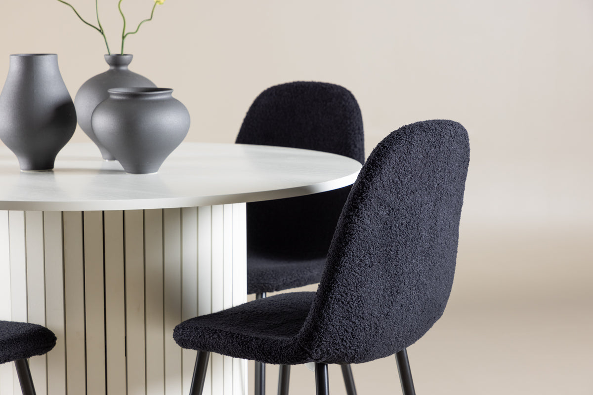 Venture Design Polar & Härön Matstolar 2-pack Svart + Runda Matbord ⌀110 Vit