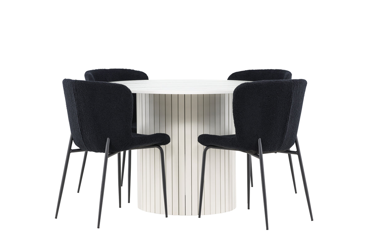 Venture Design Modesto & Härön Matstolar 2-pack Svart + Runda Matbord ⌀110 Vit