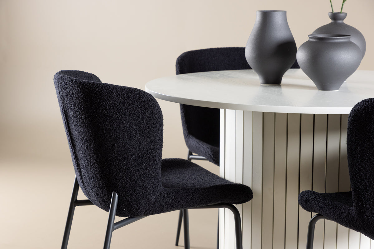 Venture Design Modesto & Härön Matstolar 2-pack Svart + Runda Matbord ⌀110 Vit