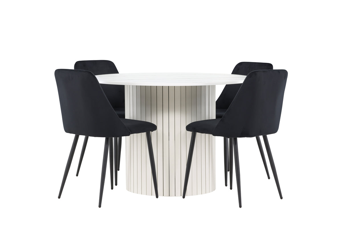 Venture Design Night & Härön Matstolar 2-pack Svart + Runda Matbord ⌀110 Vit