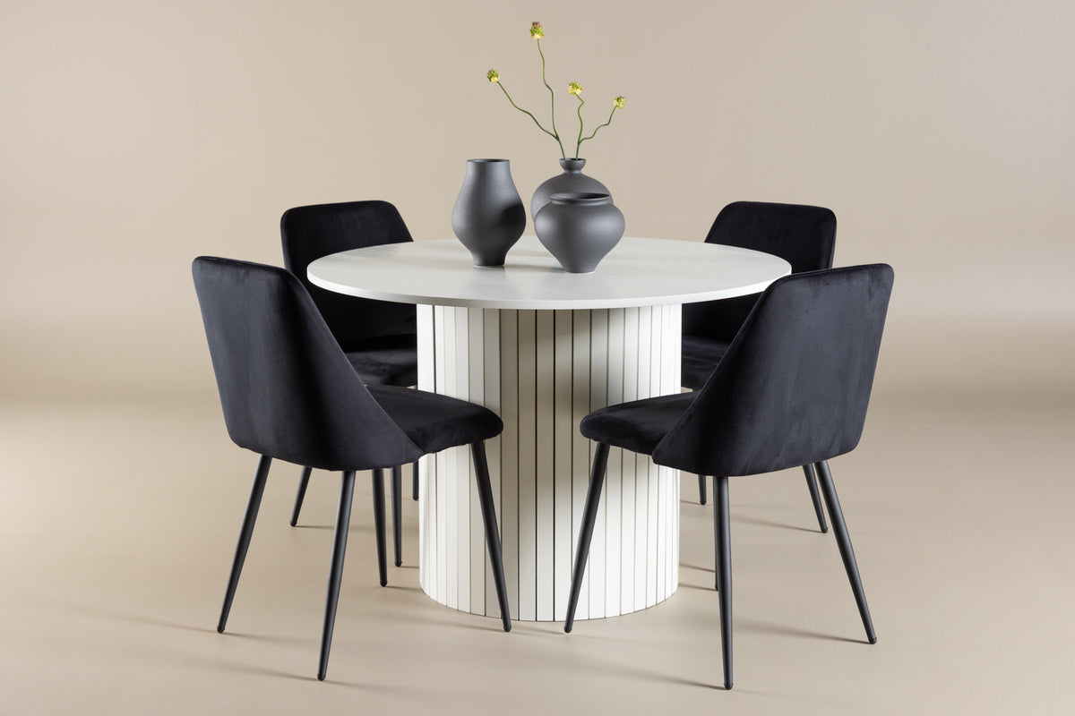 Venture Design Night & Härön Matstolar 2-pack Svart + Runda Matbord ⌀110 Vit
