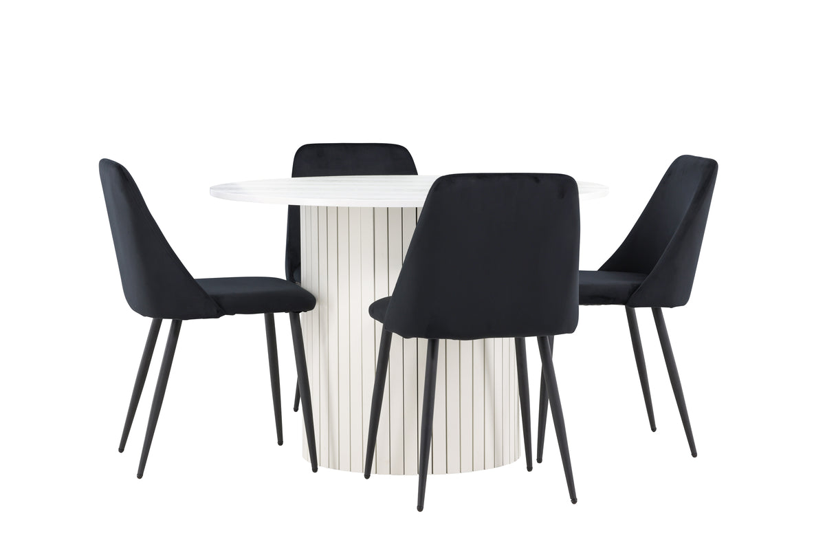 Venture Design Night & Härön Matstolar 2-pack Svart + Runda Matbord ⌀110 Vit