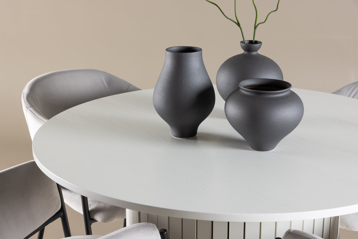 Venture Design Evelina & Härön Matstolar 2-pack Grå + Runda Matbord ⌀110 Vit