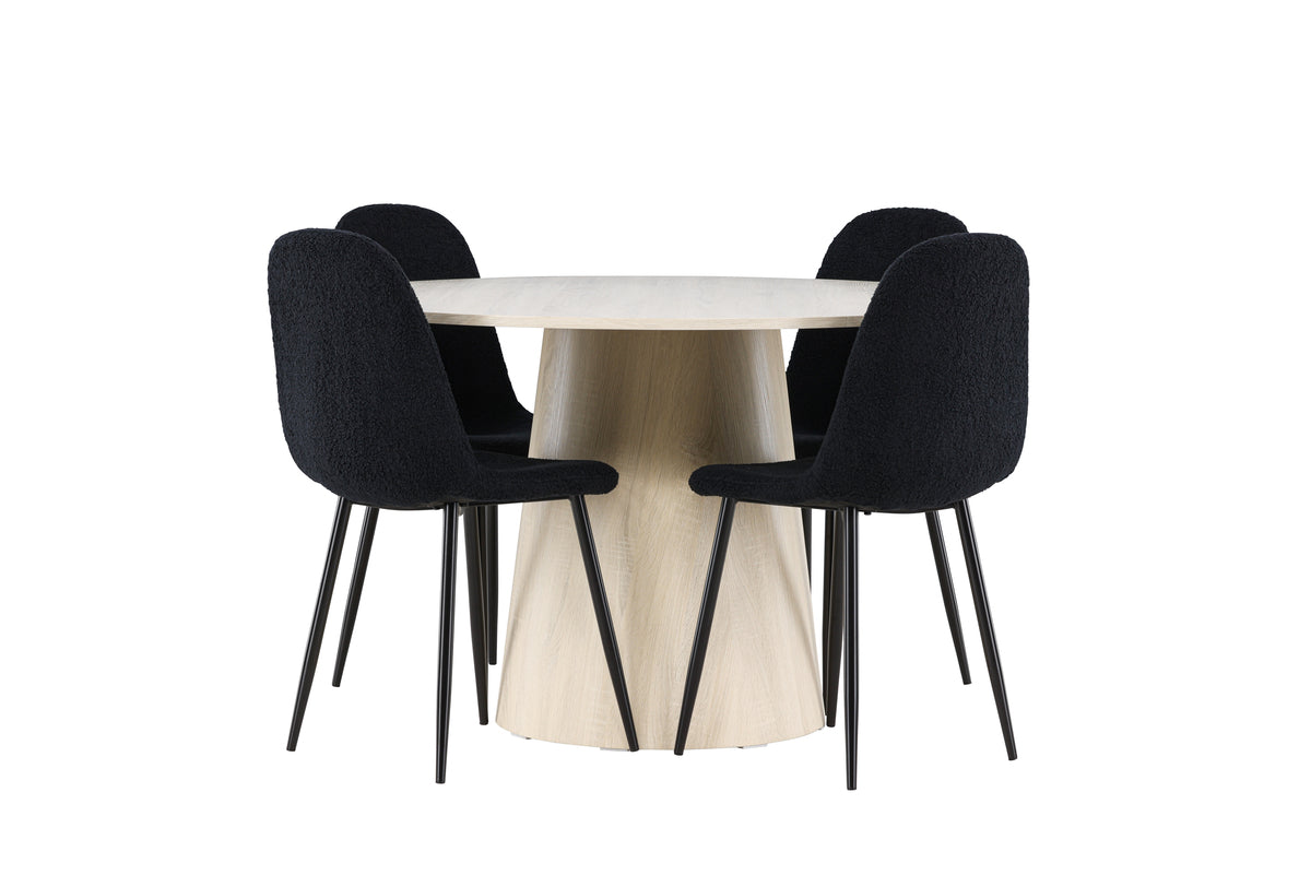 Venture Design Polar & Lanzo Matstolar 2-pack Svart + Runda Matbord ⌀120 Vitputsad