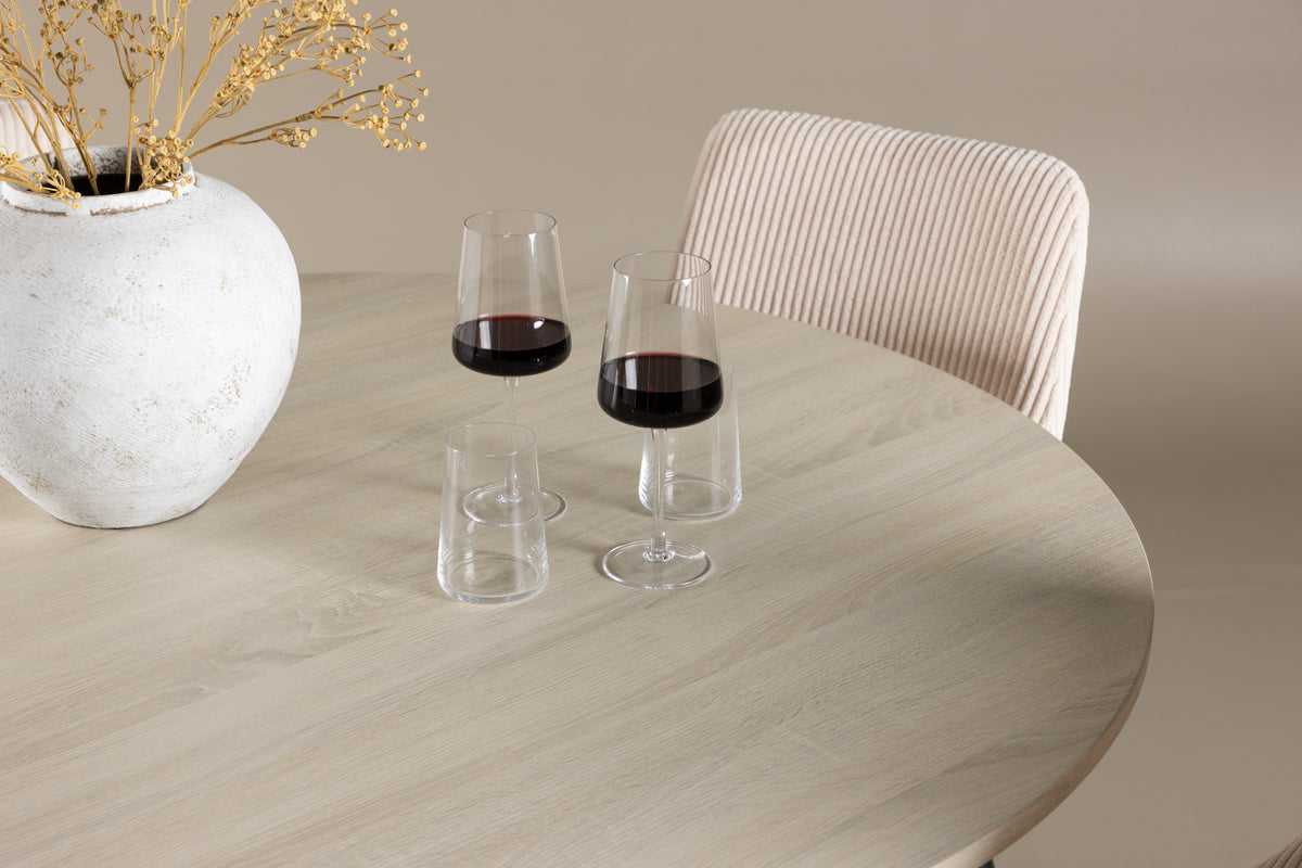 Venture Design Leone & Lanzo Matstolar 2-pack Beige + Runda Matbord ⌀120 Vitputsad