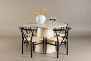 Venture Design Alfons & Lanzo Matstolar Svart + Runda Matbord ⌀120 Vitputsad
