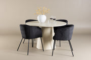 Venture Design Berit & Lanzo Matstolar Svart + Runda Matbord ⌀120 Vitputsad