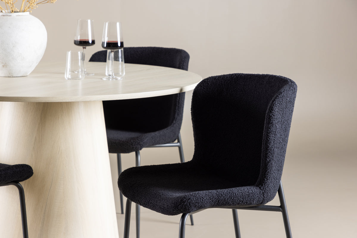 Venture Design Lanzo & Modesto Runda Matbord ⌀120 Vitputsad + Matstolar 2-pack Svart