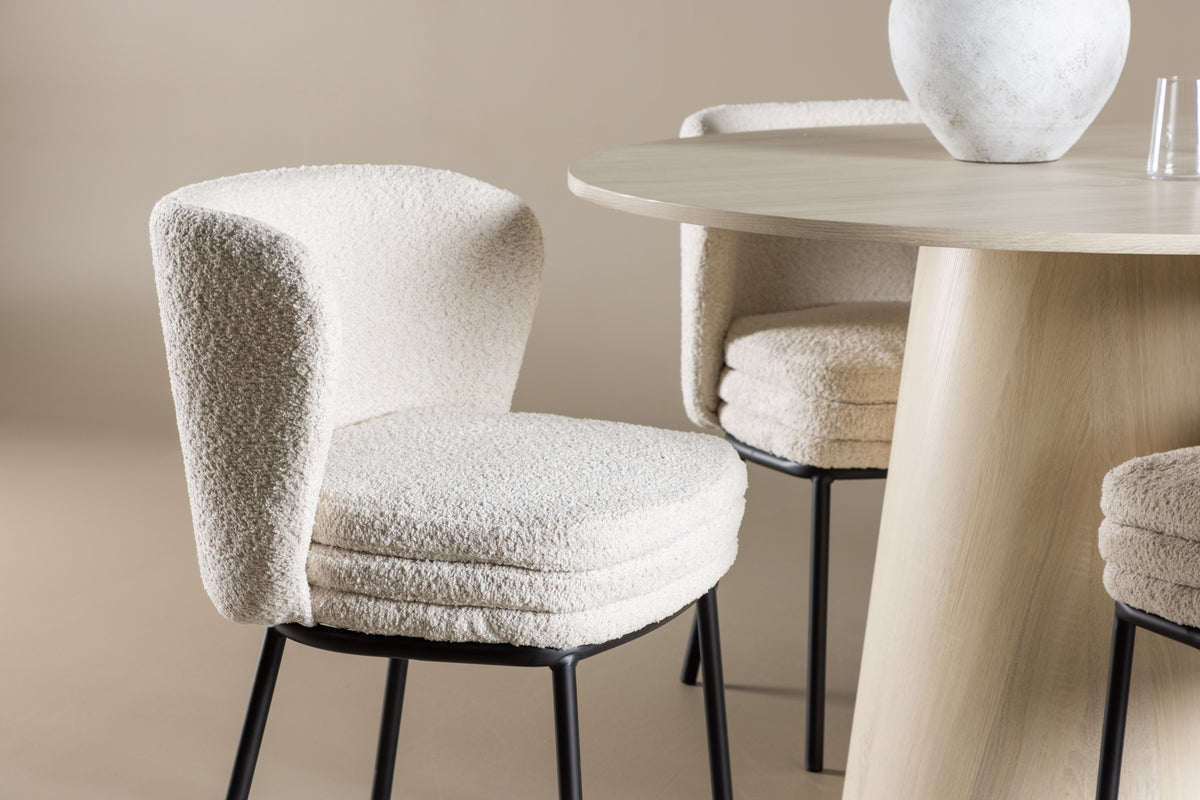 Venture Design Agnes & Lanzo Matstolar 2-pack Vit + Runda Matbord ⌀120 Vitputsad