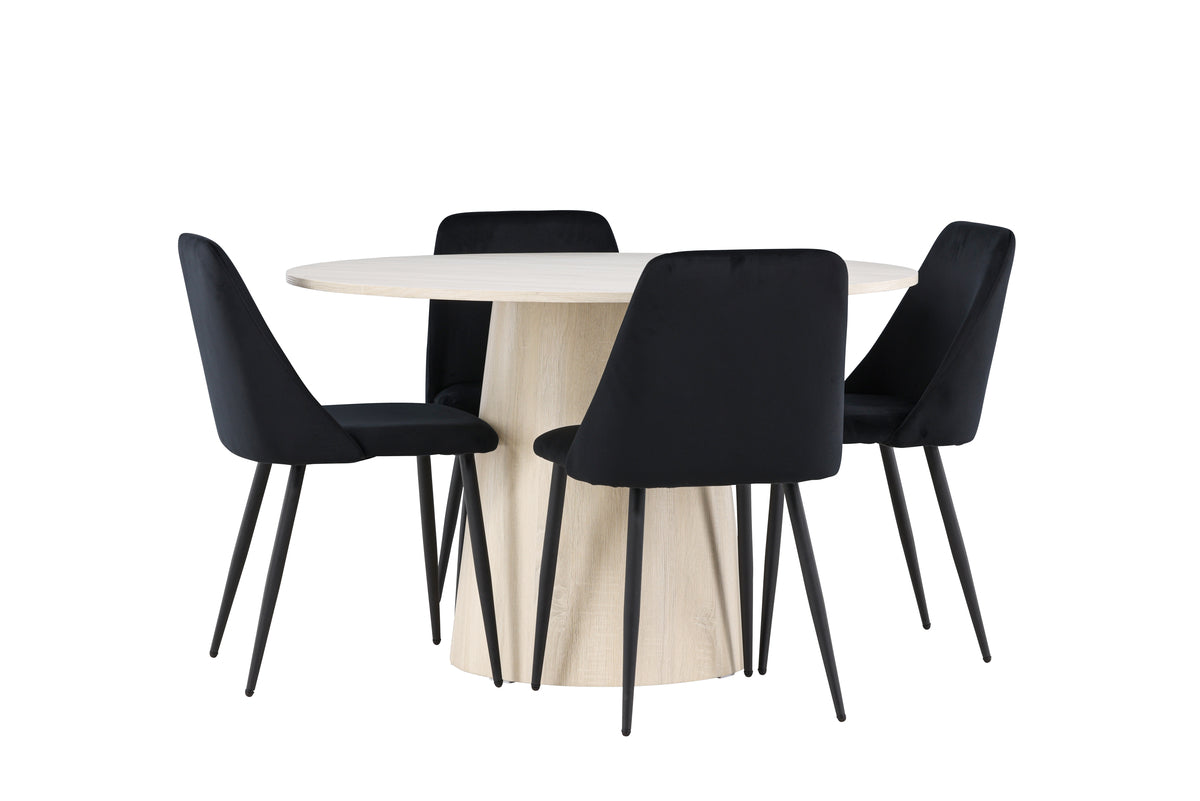 Venture Design Night & Lanzo Matstolar 2-pack Svart + Runda Matbord ⌀120 Vitputsad