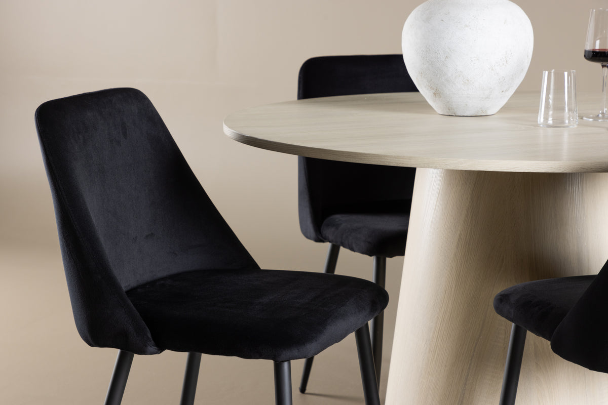 Venture Design Night & Lanzo Matstolar 2-pack Svart + Runda Matbord ⌀120 Vitputsad