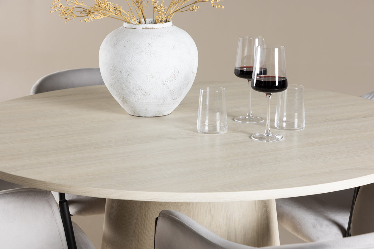 Venture Design Evelina & Lanzo Matstolar 2-pack Grå + Runda Matbord ⌀120 Vitputsad