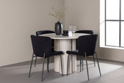 Venture Design Modesto & Olivia Matstolar 2-pack Svart + Runda Matbord ⌀110 Beige